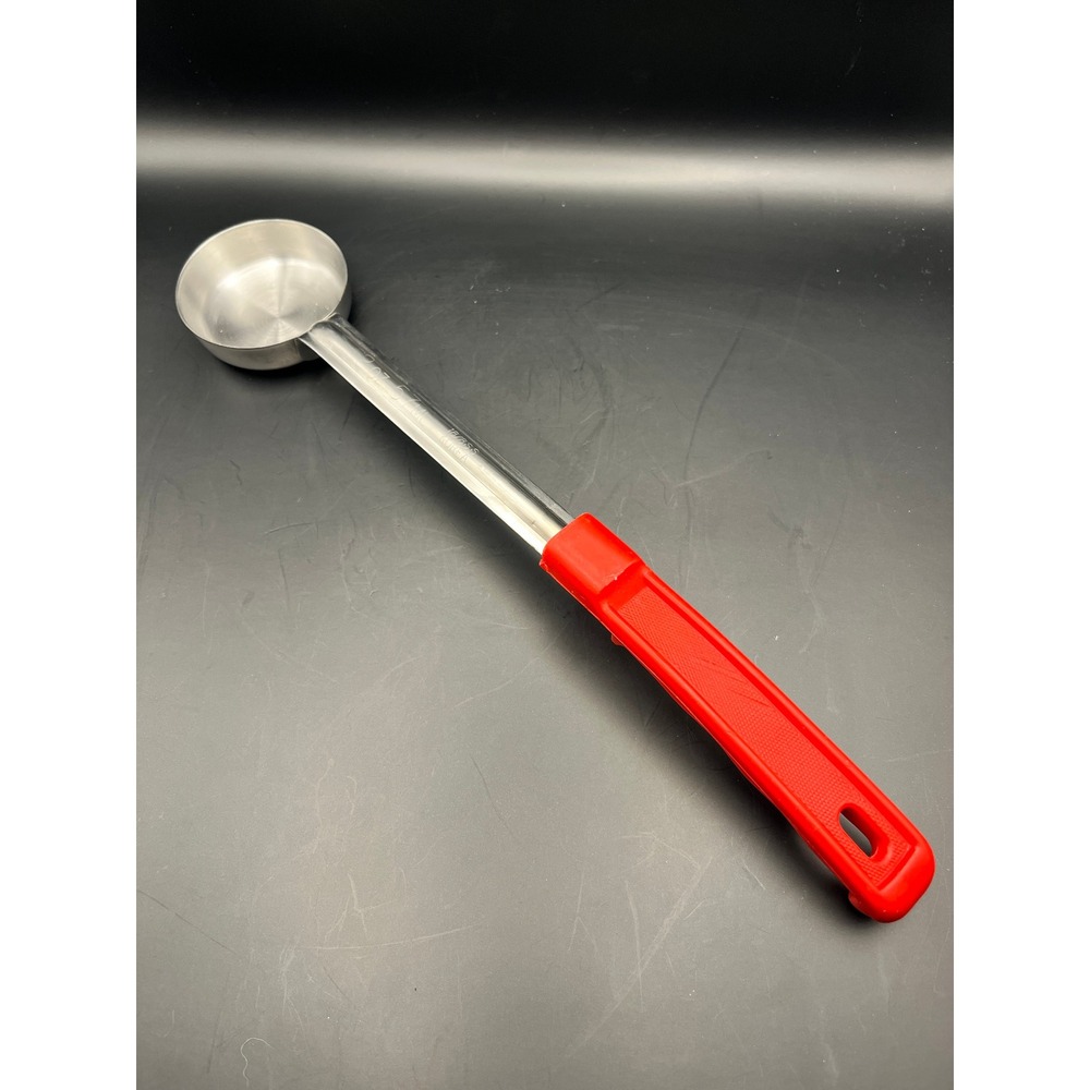 Vintage 2 OZ Ladle Red Handle Stainless Steel Kitchen Utensil Serving Spoon 13"